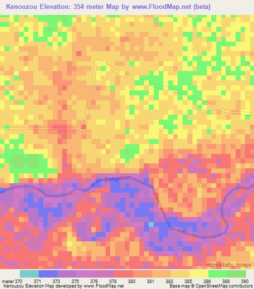 Kenouzou,Central African Republic Elevation Map