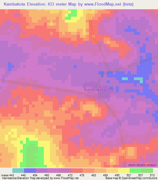 Kambakota,Central African Republic Elevation Map