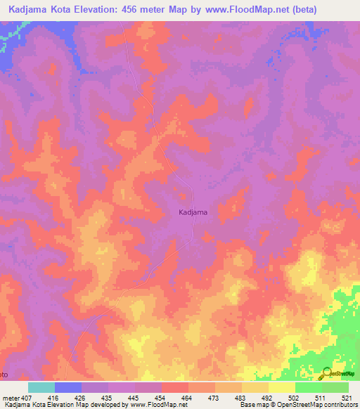 Kadjama Kota,Central African Republic Elevation Map