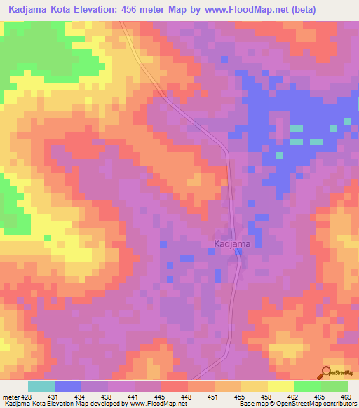 Kadjama Kota,Central African Republic Elevation Map