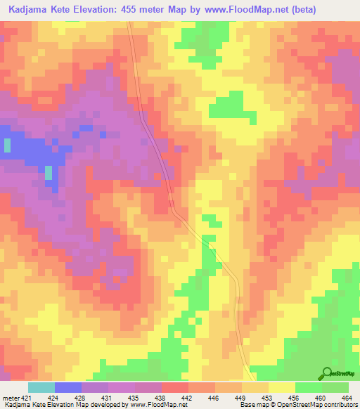 Kadjama Kete,Central African Republic Elevation Map