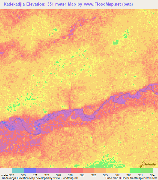 Kadekadjia,Central African Republic Elevation Map