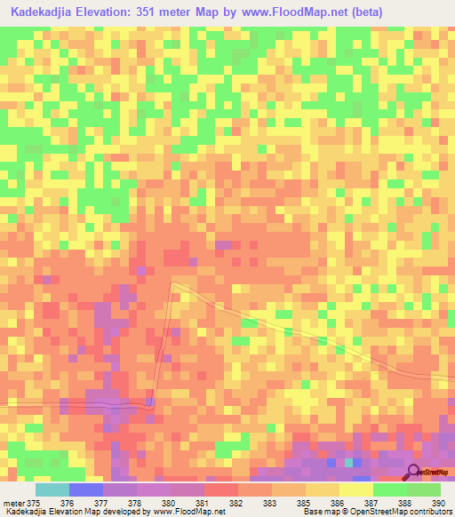 Kadekadjia,Central African Republic Elevation Map