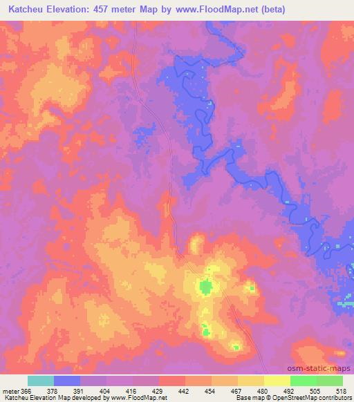 Katcheu,Central African Republic Elevation Map