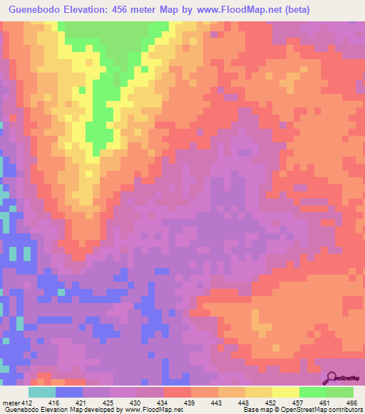 Guenebodo,Central African Republic Elevation Map