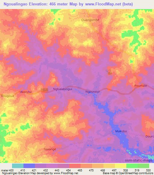 Ngoualingao,Central African Republic Elevation Map