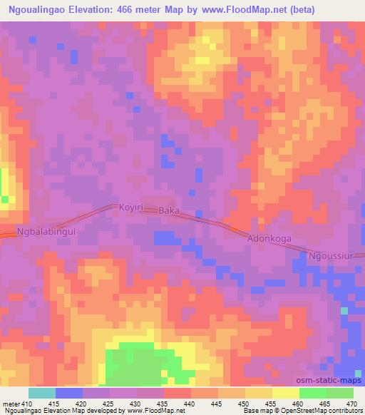 Ngoualingao,Central African Republic Elevation Map