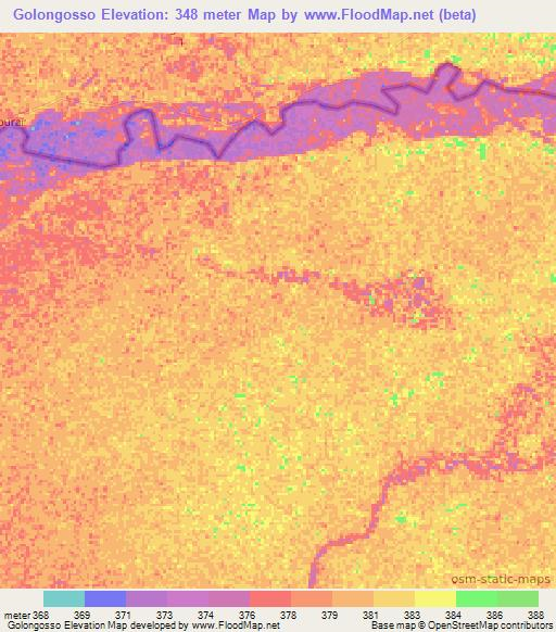 Golongosso,Central African Republic Elevation Map