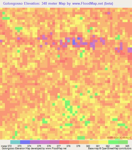 Golongosso,Central African Republic Elevation Map