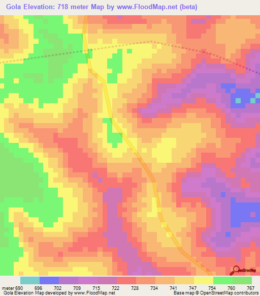 Gola,Central African Republic Elevation Map