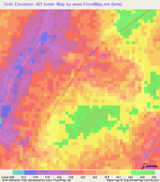 Gofo,Central African Republic Elevation Map