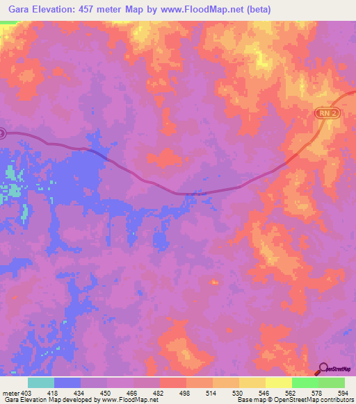 Gara,Central African Republic Elevation Map