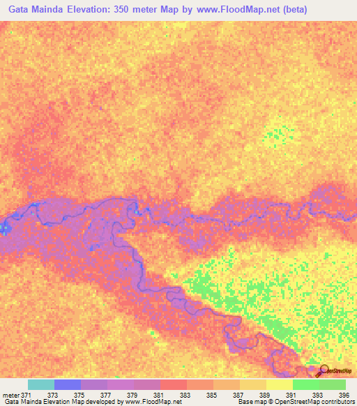 Gata Mainda,Central African Republic Elevation Map
