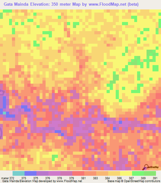 Gata Mainda,Central African Republic Elevation Map