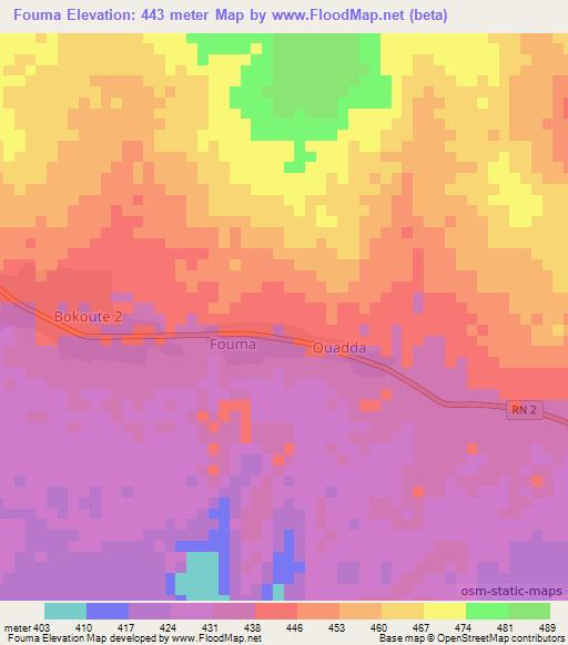 Fouma,Central African Republic Elevation Map