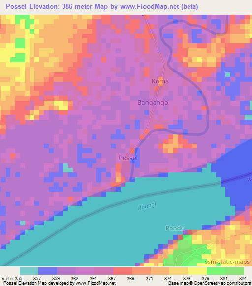 Possel,Central African Republic Elevation Map