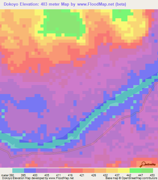 Dokoyo,Central African Republic Elevation Map