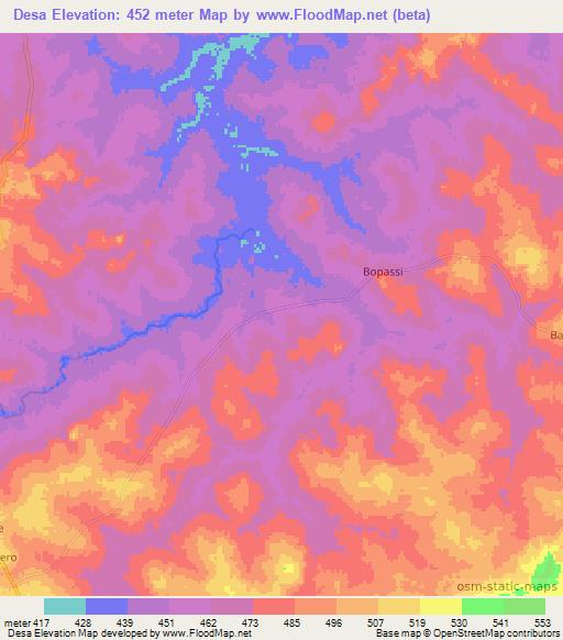 Desa,Central African Republic Elevation Map