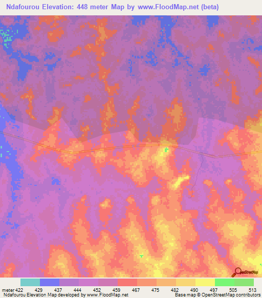 Ndafourou,Central African Republic Elevation Map