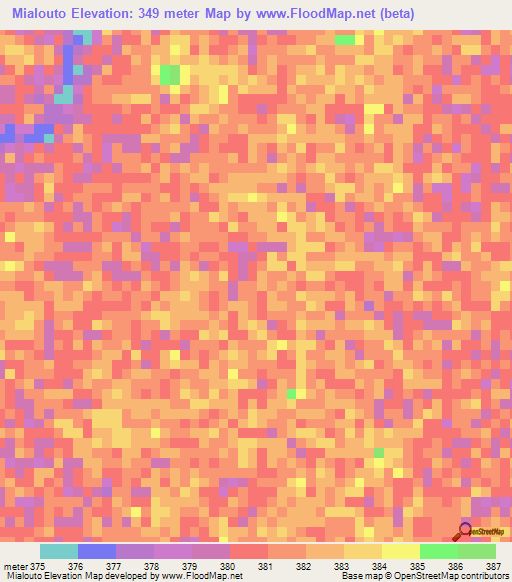 Mialouto,Central African Republic Elevation Map