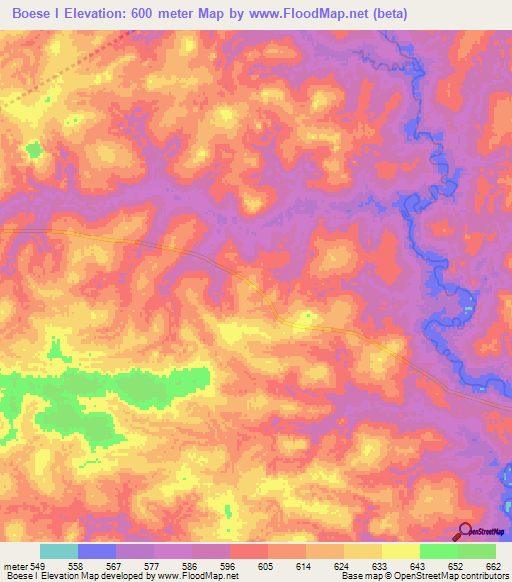 Boese I,Central African Republic Elevation Map