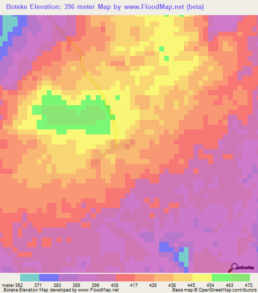 Boteke,Central African Republic Elevation Map