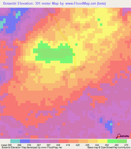 Botambi,Central African Republic Elevation Map