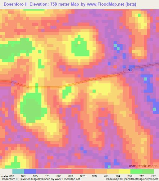Bosenforo II,Central African Republic Elevation Map