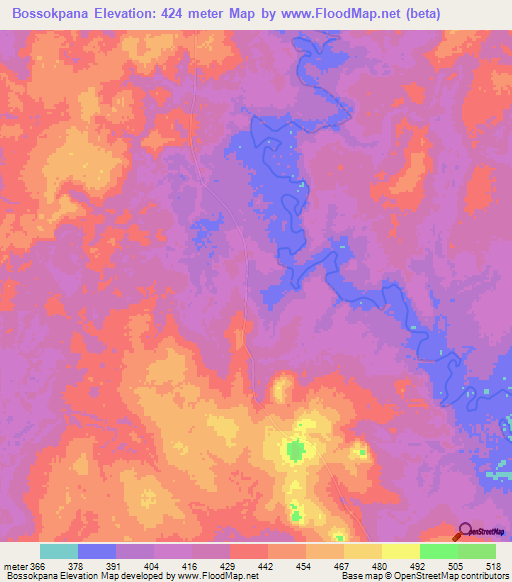 Bossokpana,Central African Republic Elevation Map