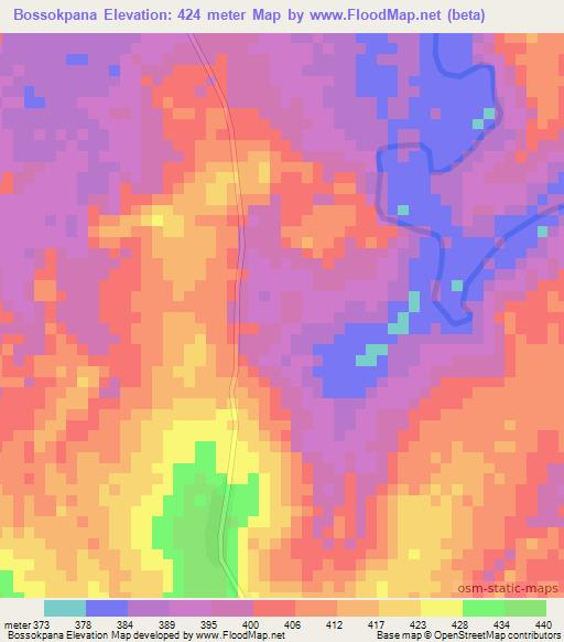 Bossokpana,Central African Republic Elevation Map