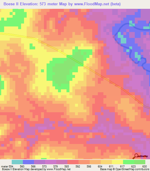 Boese II,Central African Republic Elevation Map