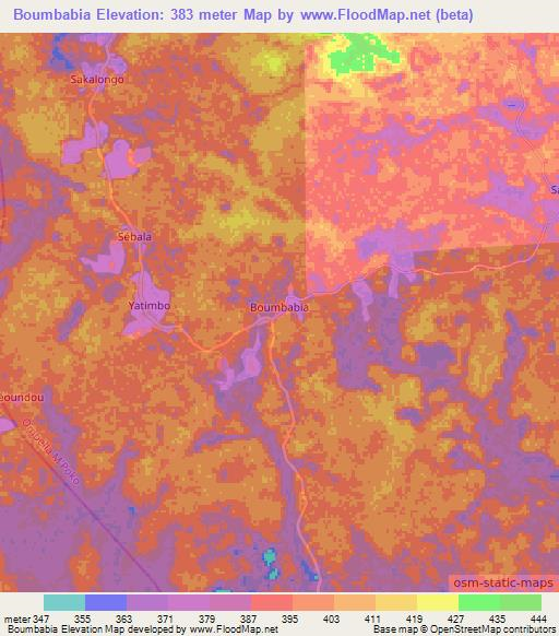 Boumbabia,Central African Republic Elevation Map