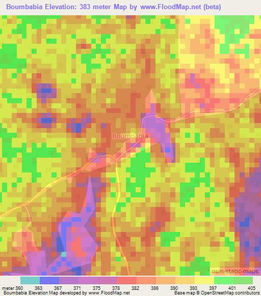 Boumbabia,Central African Republic Elevation Map
