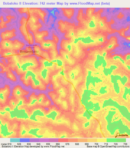Bobaloko II,Central African Republic Elevation Map