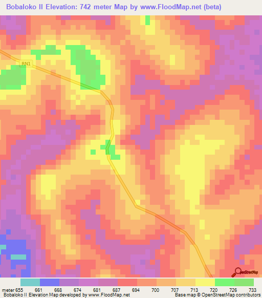 Bobaloko II,Central African Republic Elevation Map