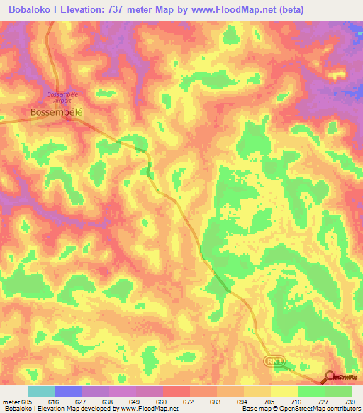 Bobaloko I,Central African Republic Elevation Map