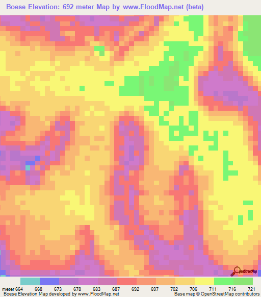 Boese,Central African Republic Elevation Map