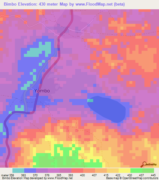 Bimbo,Central African Republic Elevation Map