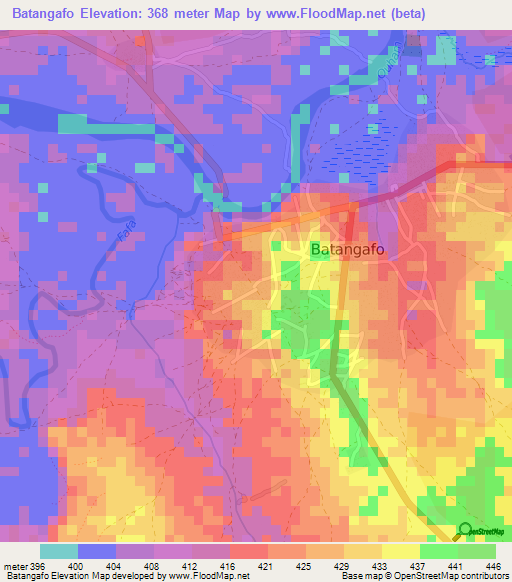 Batangafo,Central African Republic Elevation Map