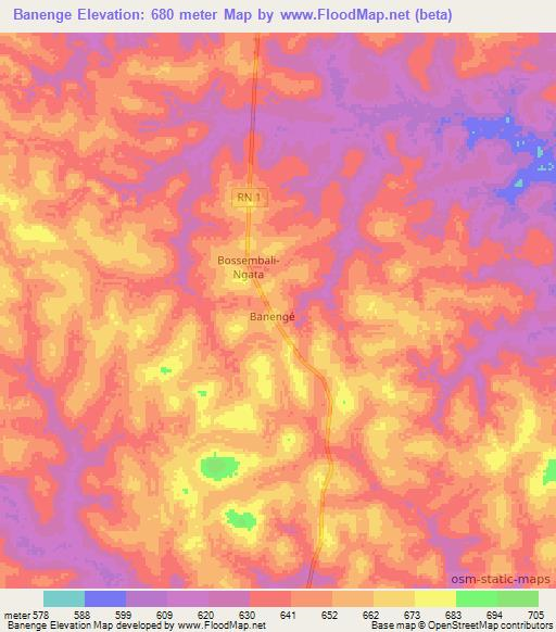 Banenge,Central African Republic Elevation Map