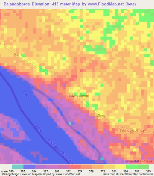 Balangoborgo,Central African Republic Elevation Map