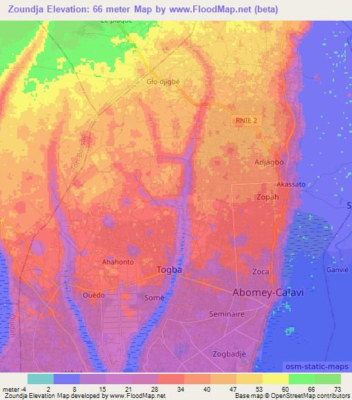 Zoundja,Benin Elevation Map