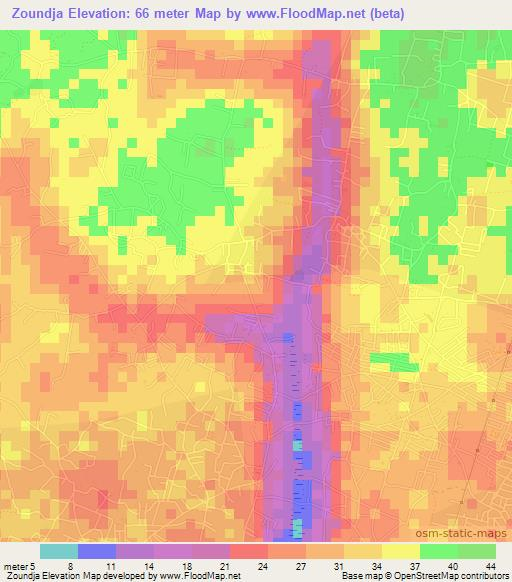 Zoundja,Benin Elevation Map