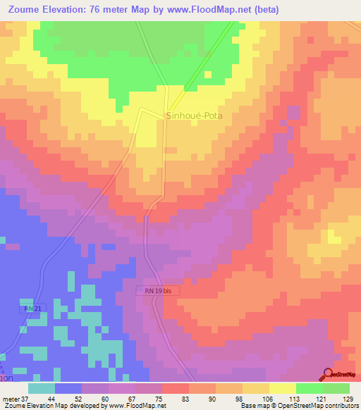 Zoume,Benin Elevation Map