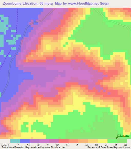 Zoumbome,Benin Elevation Map