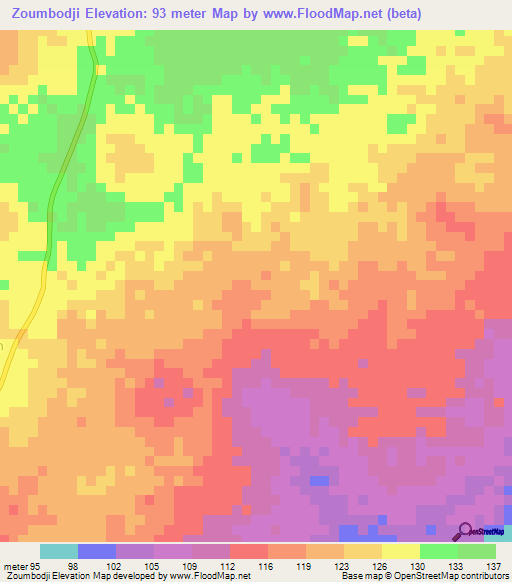 Zoumbodji,Benin Elevation Map