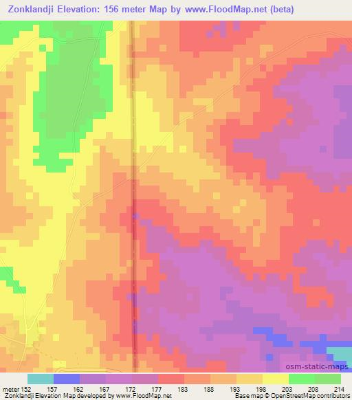 Zonklandji,Benin Elevation Map