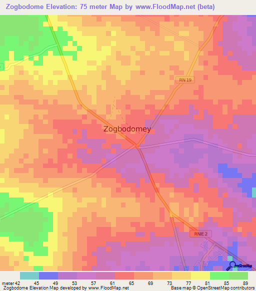 Zogbodome,Benin Elevation Map