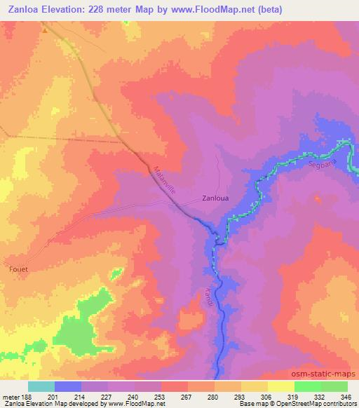 Zanloa,Benin Elevation Map