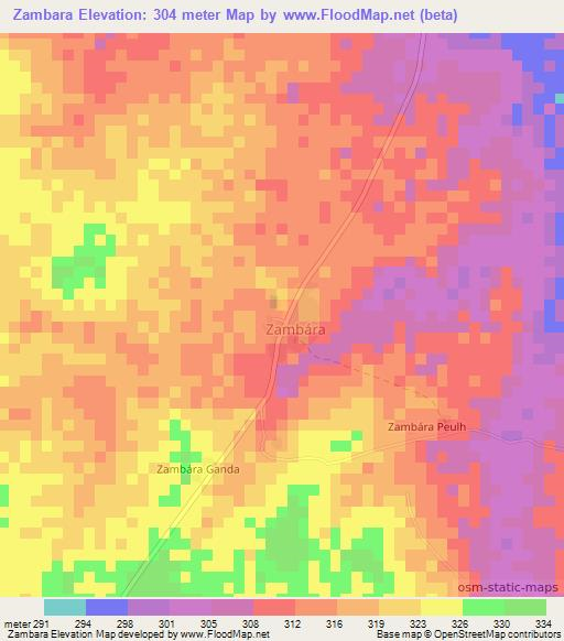 Zambara,Benin Elevation Map